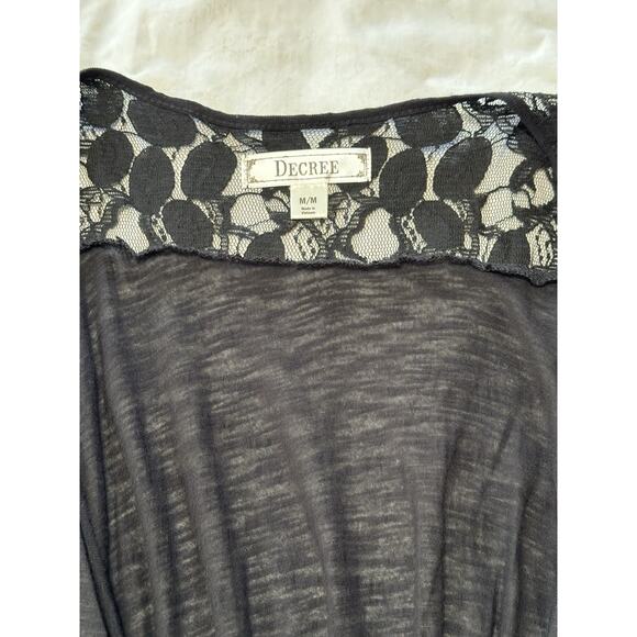 Decree Black Open Front Cardigan with Lace Details - Women’s Medium - Picture 2 of 4